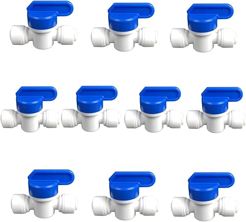 Conector rápido de tubo OD, interruptor de válvula de cierre de 14 pulgadas, sistema de ósmosis inversa, accesorio para purificador de agua, 10