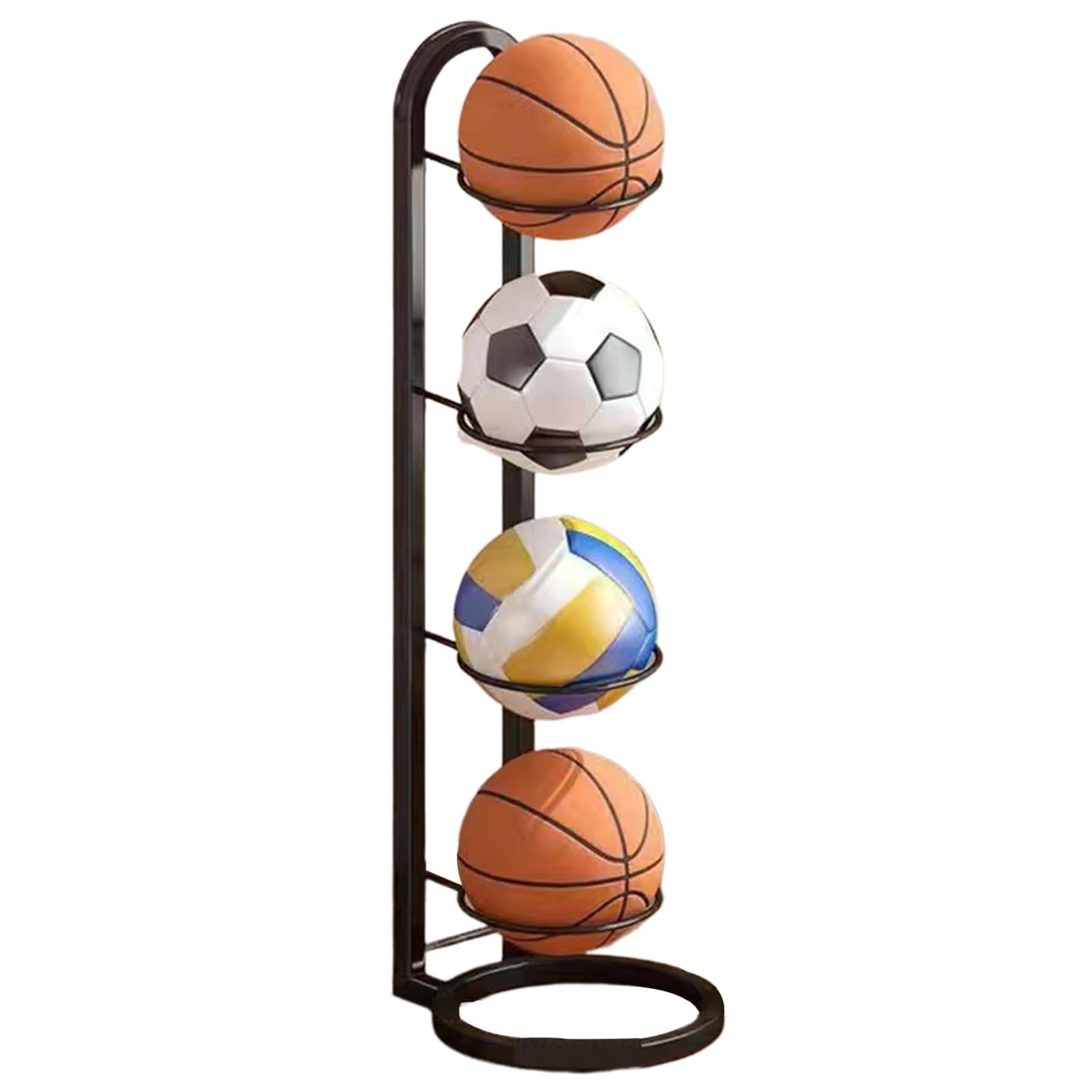 Estante de Almacenamiento de Pelotas de Futbol, Soporte para Pelotas de Baloncesto, Soporte Balon Futbol, Estante de Almacenamiento Portátil, Estante de Bolas de 4 Niveles