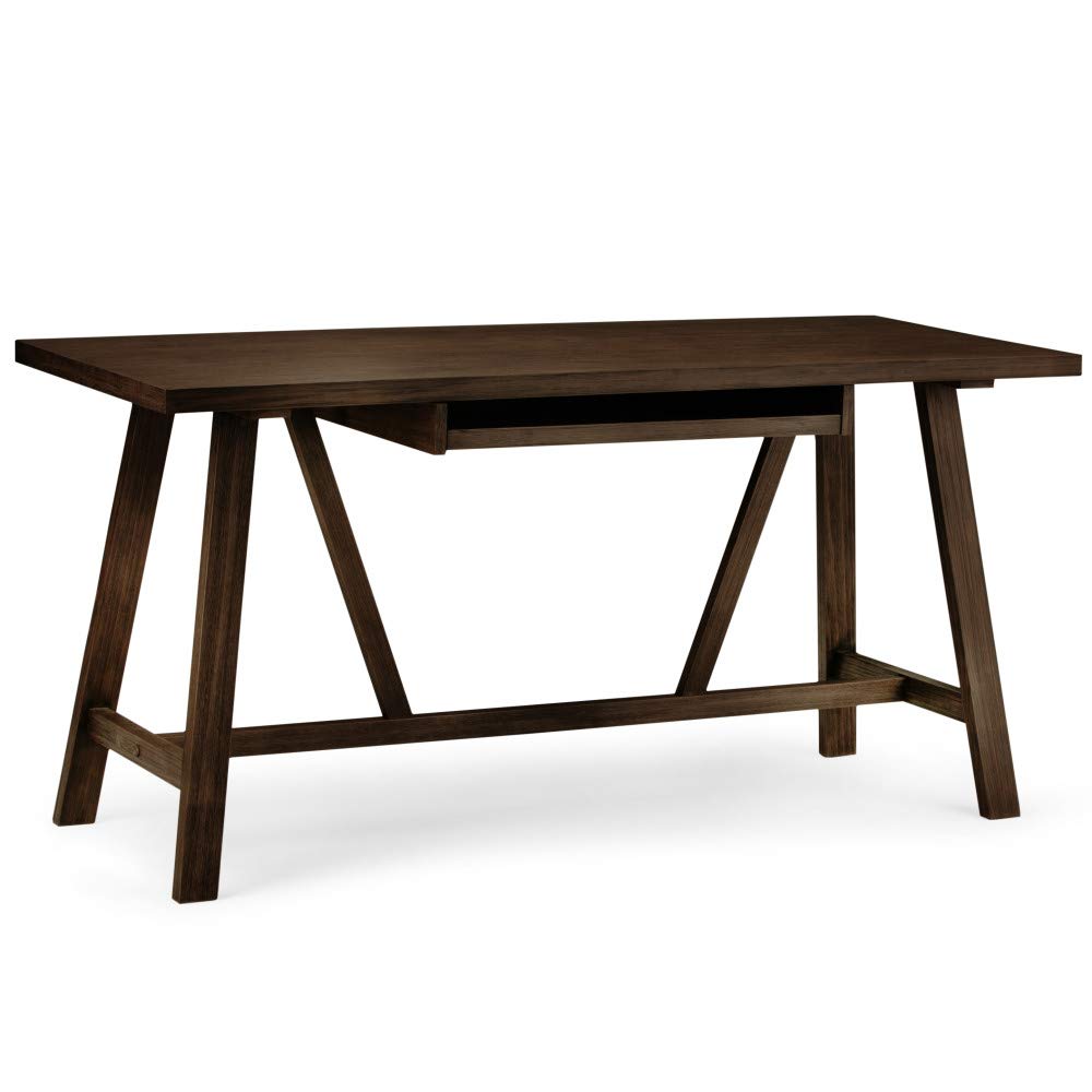 SIMPLIHOME Dylan Desk, 60 inch, Dark Tobacco Brown