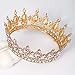 FORSEVEN Queen Crown Rhinestone Wedding Crowns and Tiaras for Women Costume Party Hair Accessories Princess Birthday Crown Crystal Bridal Crown (Gold+Pink)