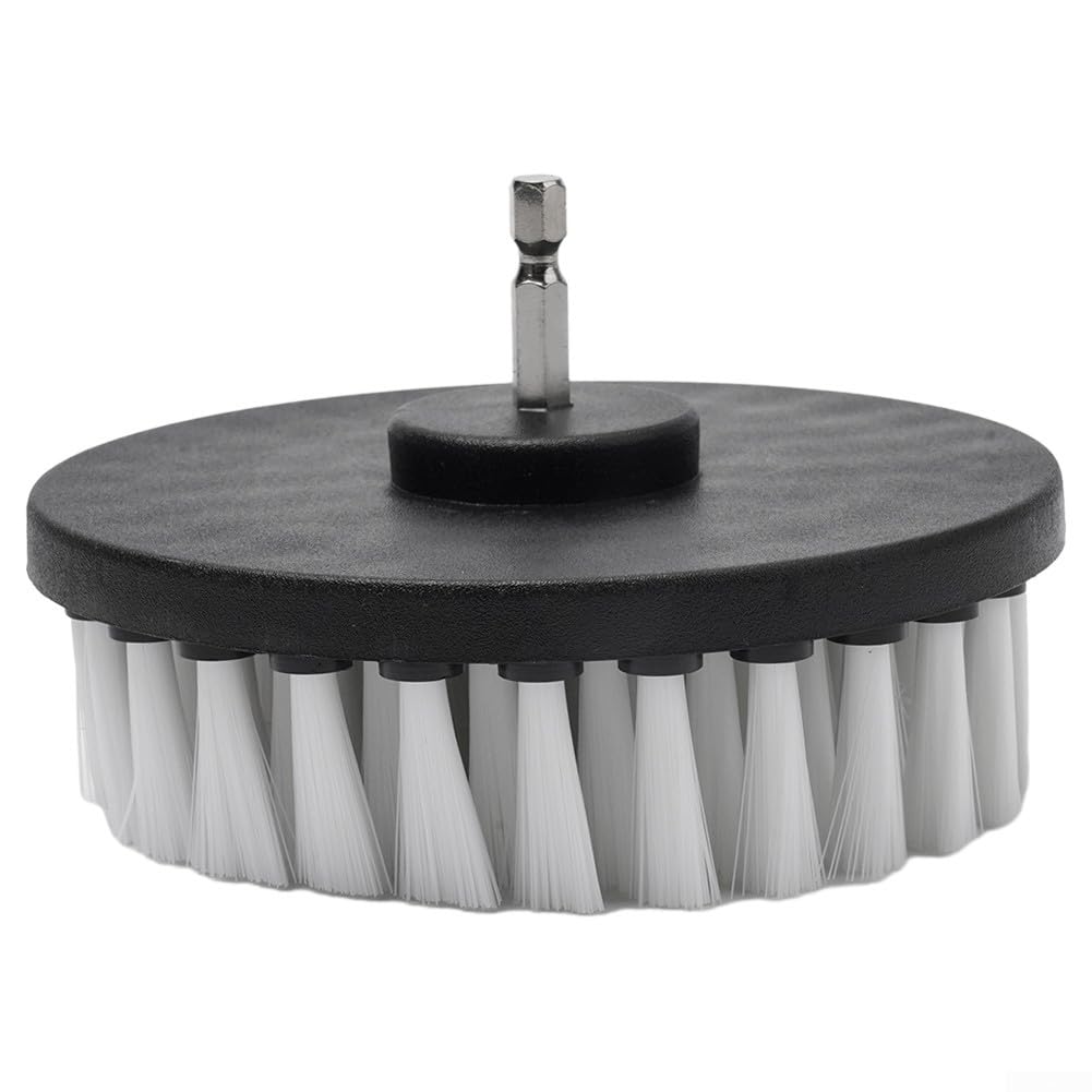 Spazzola per trapano elettrico da 5 pollici per tappeti, pelle e tappezzeria, compatibile con trapani a batteria, strumento di pulizia in plastica da 12,7 cm