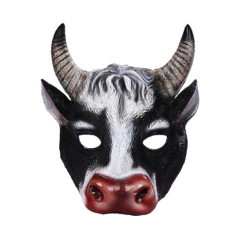 Cabeza de vaca 3D, media cara, buey, Halloween, Navidad, fiesta, suministros de escenario para adultos y niños