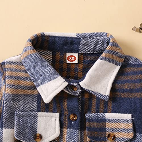 Toddler Boys Girls Shirt Coat Jacket Plaid Long Sleeve Kids Lapel Button Tops Winter Jacket for Boys4