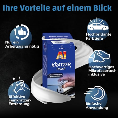 DR. WACK A1 Kratzer Polish 50 ml inkl. Mikrofasertuch - Kratzer-Entferner für Autos - Polierpaste...