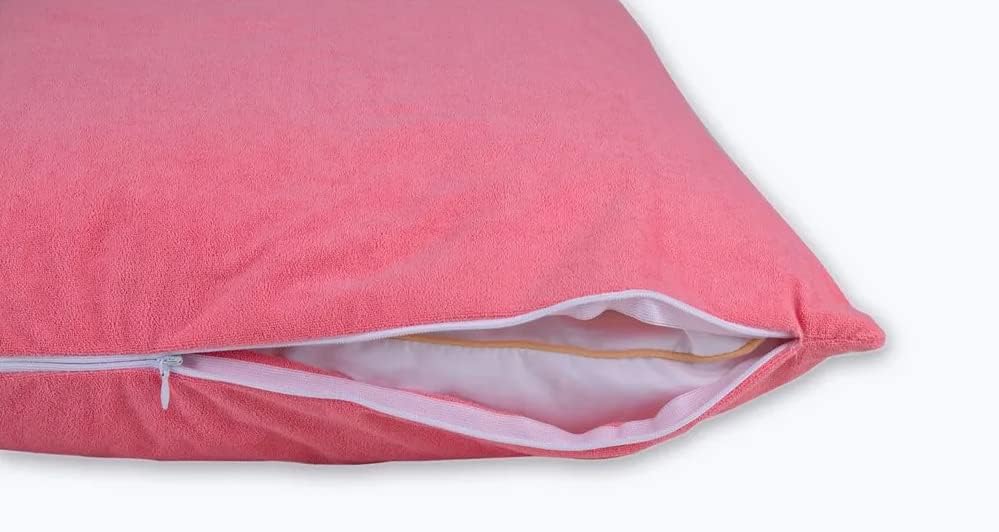 Edenwald 100% Water Resistant Pillow Protector Terry Cotton Pink - 6 Pillow Cover (18"x28"), Zippered Closure Waterproof Pillow Cover