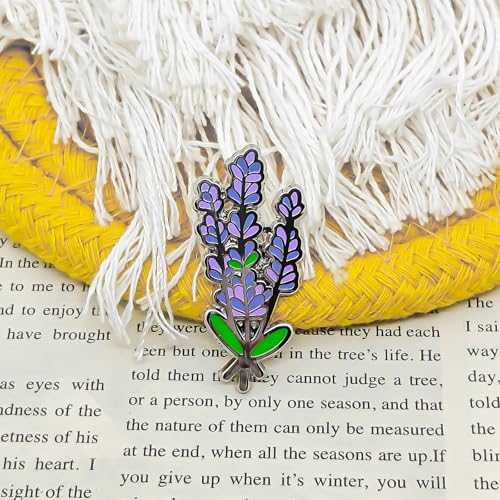 Image of Lavender Enamel Pin - Flower Series | Premium Enamel Pin - Statement Lapel Pin - Plated Badge for Clothing, Bags, Hats, Jackets, and Lanyards