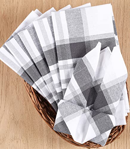 Farmhouse Springfield Plaid Dinner Cloth Napkins 100% Cotton Cloth Napkins Set Of 6 Size 20" X 20" Grey Multi Dinner Napkin, Dining Table For Napkins #TOP4