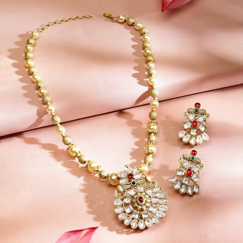 Image of Rubans Necklace Set Gold Plated Traditional Jewellery Gift for Women & Girls