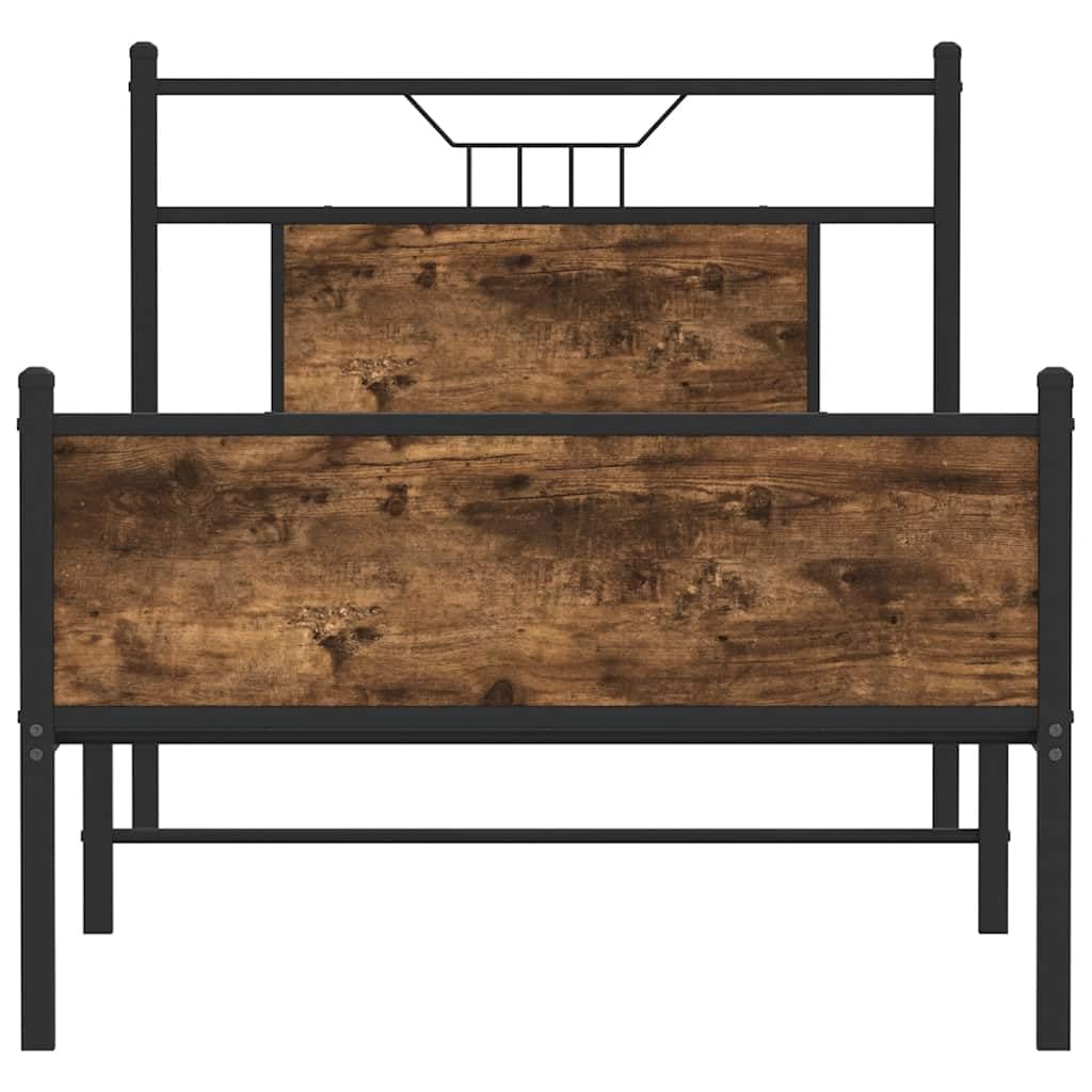 Bettgestell 80x200 ohne Matratze Räuchereiche Holzwerkstoff & Stahl Modernes Kopfteil Lattenrost Stauraum Schlafzimmer für Jugendzimmer Gästezimmer und Erstwohnung
