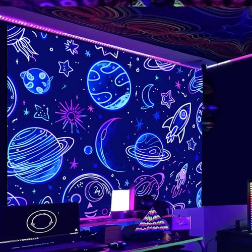 Image of Nuxovilar Doodle Space Wall Tapestry Polyester 59.05x39.37 In