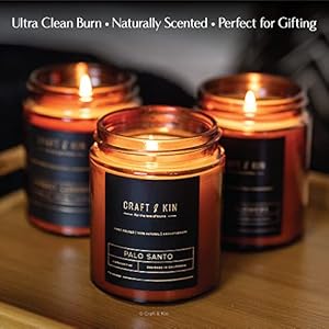 Craft & Kin Scented Candles for Men, Palo Santo Candle | All-Natural Scent for Home | Long Lasting with 45 Hour Burn Time, 8oz Craft Kin Scented Candles for Men Palo Santo Candle All Natural Scent for Home Long Lasting with 45 Hour Burn Time 8oz