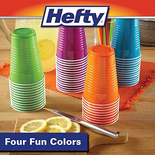 Image of Hefty Plastic Cups, 16 Ounce, Disposable | 100 Count | Pack of 2 | Party | Assorted