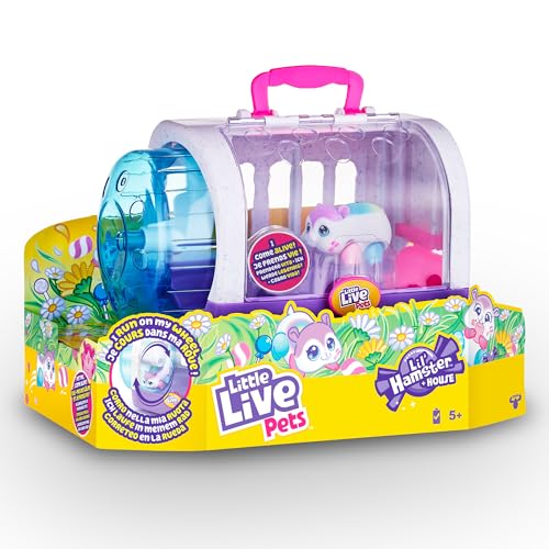 Little Live Pets - Lil Hamster con Jaula, Mascota interactiva con Sonidos y Movimiento, Tiene una Rueda para Correr, el Animal llega en un Color Aleatorio, niños y niñas +5 años