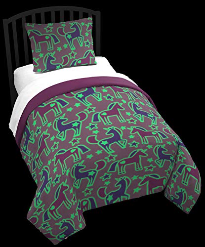Trend Collector Unicorn Glow In The Dark Queen Comforter & Sham Set - Super Soft Kids Bedding - Fade Resistant Microfiber #TOP3