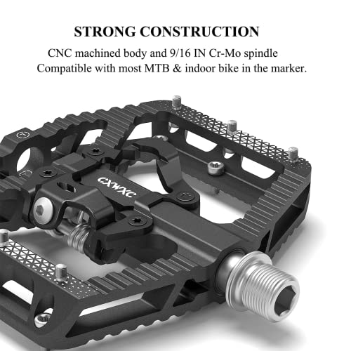 Mountain Bike Pedals Dual Function- Double Sided Bike Pedal, Plat & Spd Clipless Pedals - 3 Sealed Bearings, 9/16” Bicycle Platform Mtb Pedals #TOP6