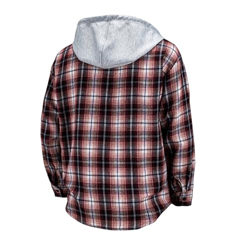 Long Sleeve Button Down Hoodie Flannel Women Men Plus Size Lightweight Hooded Sweatshirts Plaid Hooded Shirts with Pockets2