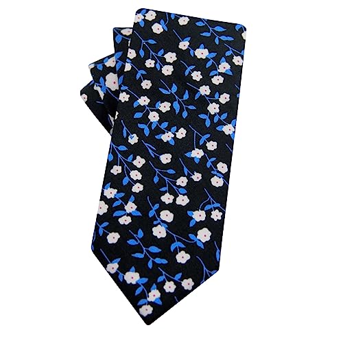 Image of Mantieqingway Men's Cotton Floral Neck Tie 2.56'' Printed Skinny Tie