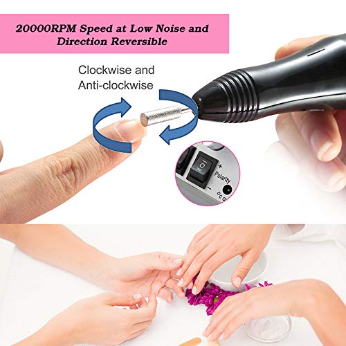 Elektrische Nagelfräser Fräser Nagelfeile/Maniküre/Pediküre Kit Maniküre Set plus 6Bits und Schleifhülsen mit geringem… – Bild 5