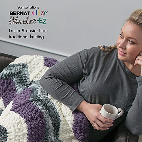 Image of Bernat Alize Blanket-EZ Chunky Yarn for Hand Knitting, Bright Purple 2-Pack | #7 Jumbo Yarn, 100% Polyester, Super Soft Looped Crochet Yarn for Hand Knitting, Beginners & DIY Crafts, 18yds per skein
