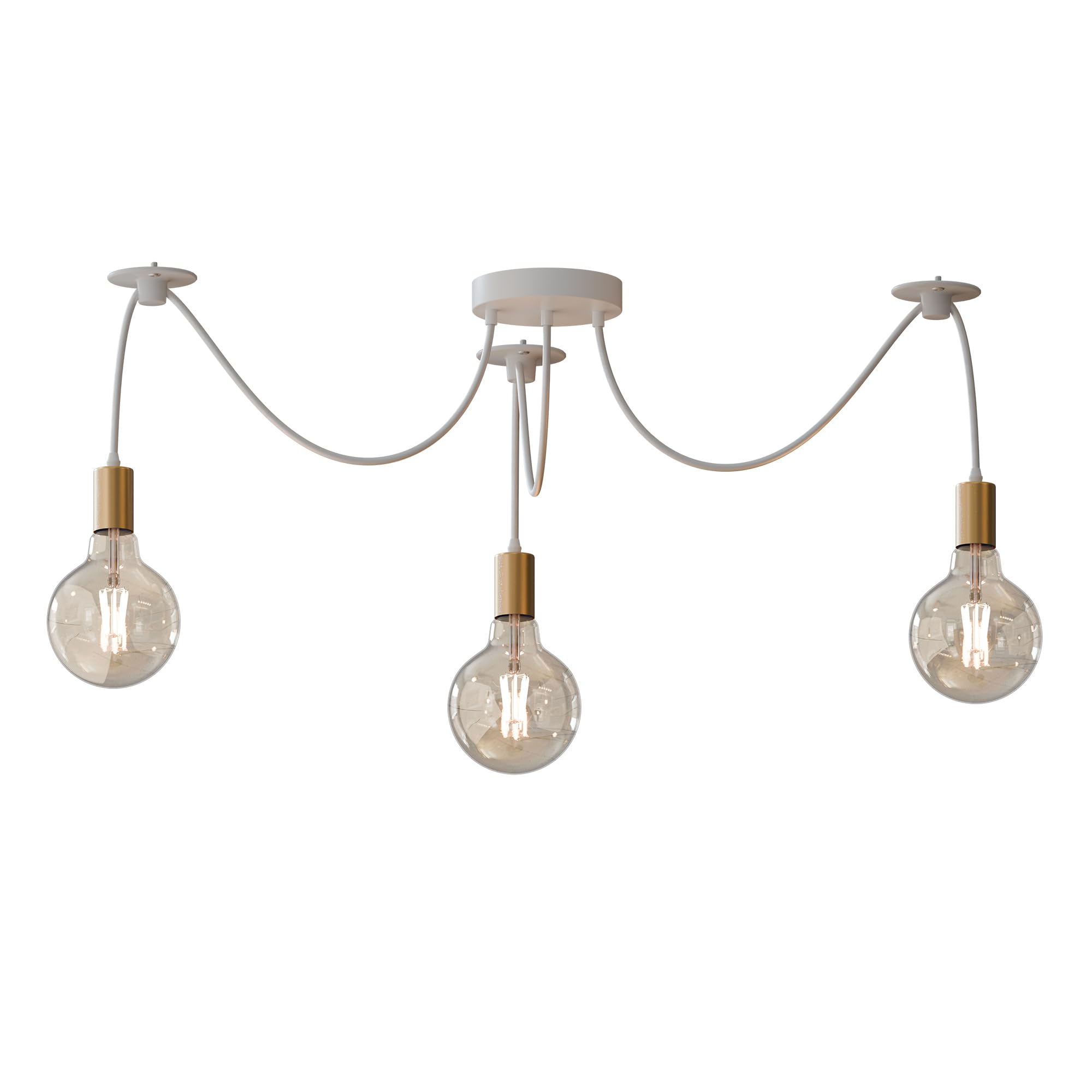 Dc Voltage Style 3 With Bulb 3 Way Spider Pendant Light Industrial E27 Ceiling Lamp Holder 95Cm Adjustable Hanging Lighting Fixture For Kitchen Island Dining Room Cafe Bar Restaurant
