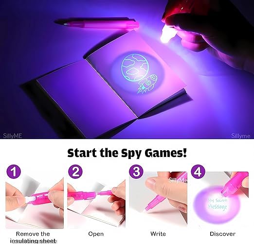 Image of ECLET CRAFT Portable Invisible Magic Pen with UV-Light (Set of 12) (Random Color)