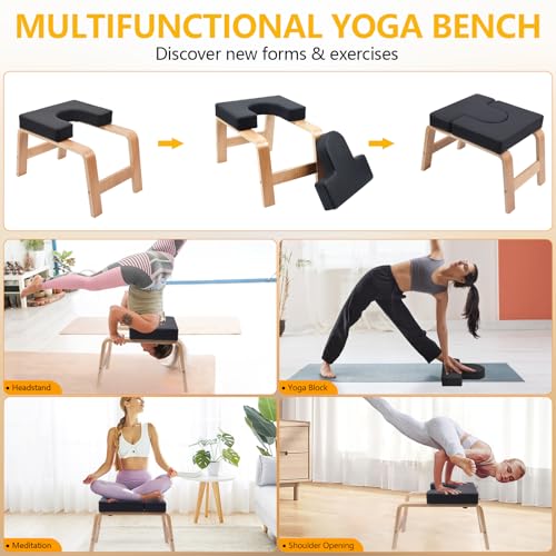 Image of Yoga Headstand Bench PU Pad Headstand Trainer Max Load 300lbs