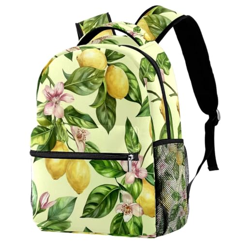 Sac à dos école primaire feuilles vert citron pour garçon et fille multicolore