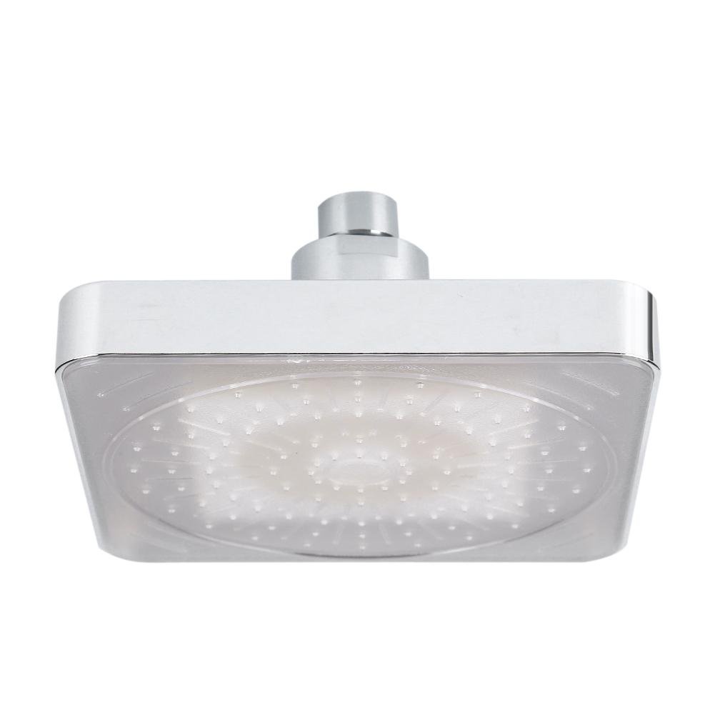 Fdit Blue,Green,Red 6 Inch Fixed Square Rain Shower Head Water Powered Led Light Color Changing Bathroom Shower Head Sprinkler