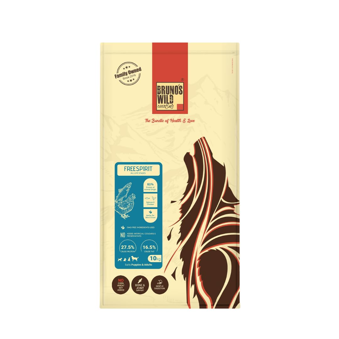 Bruno’s Wild Essentials Dry Dog Food, Freespirit - Salmon & Chicken, Food for All Life Stages - 10 kgs (B0BCZ1ZB21) Amazon Price History, Amazon Price Tracker