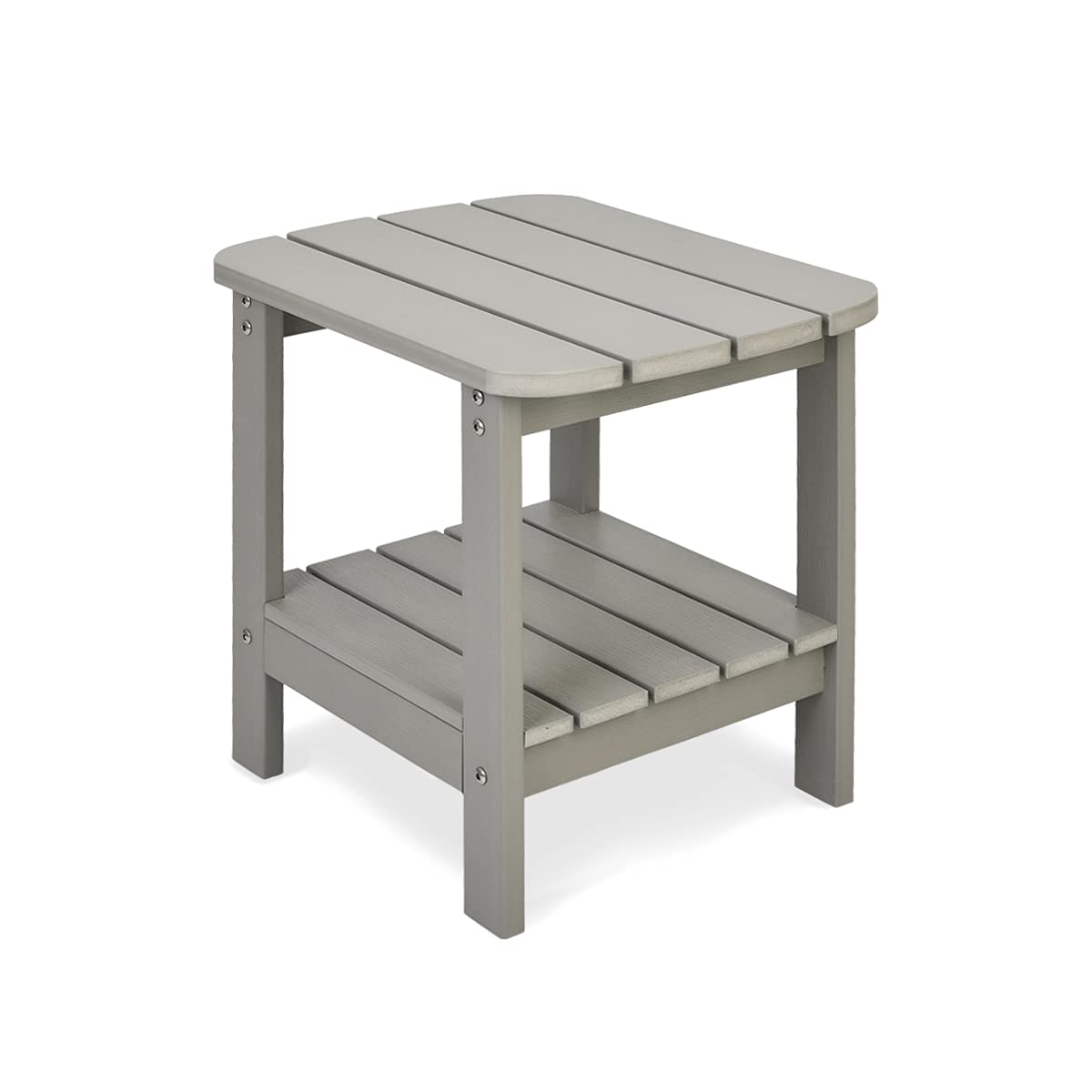 Patio Watcher Outdoor Rectangular Adirondack Side Table, Weather Resistant Poly Lumber End Table(Grey)