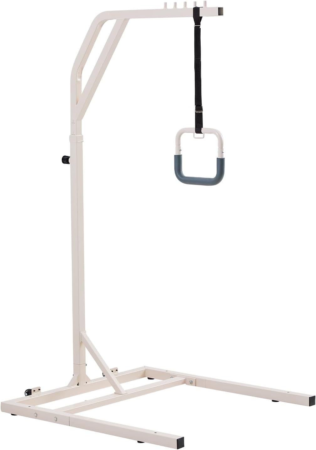 VEVOR Trapeze Bar for Bed Mobility, Height-Adjustable Free Standing Trapeze Bar with 2 Wheels, 300LBS Capacity Bed Pull Up Assist for Elderly Disabled, Ideal for Hospital, Nursing Home & Home Care Straight rod support 1