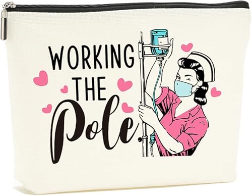 Bolsa de maquillaje divertida para enfermera, alfabeto, latido del corazón, bolsa de cosméticos, accesorios para enfermeras de trabajo, Blanco52