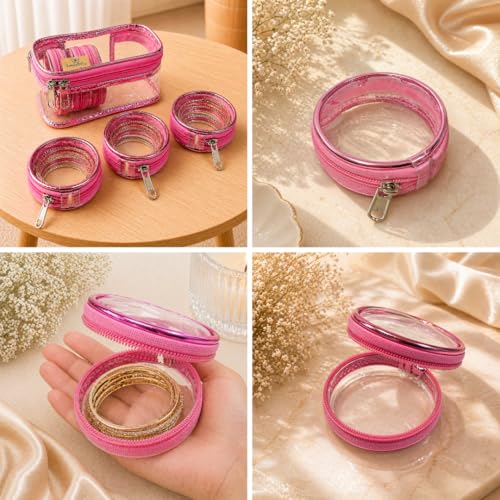 Image of Trendifly Set of 5 Transparent PVC Bangle Bracelet Chudi Case Organiser Box Pouch for Women | Multipurpose Travel Jewelry Earrings Rings Chain Storage Organizer