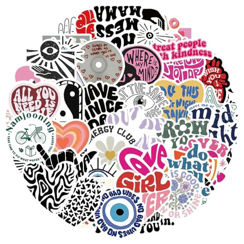 TVIVID Lot de 50 autocollants inspirants anglais pour valise, skateboard, ordinateur portable, bagages, téléphone