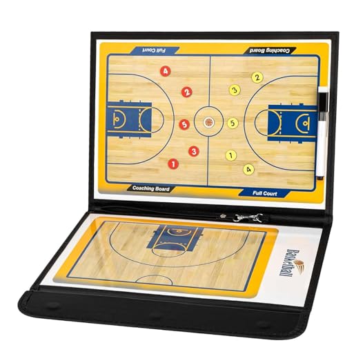 ZONSUSE Lavagna Magnetica Basket, Lavagna Tattica de Basket, Cartella per Allenatore di Basketball, con Pennarelli, Gomme, Magneti per la Squadra, per Partite di Allenamento Tattico (Pallacanestro-A)