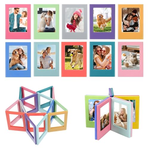 yolzhxe 12 Pièce Petits Cadres Photo Magnétiques, 8,8x6,5 cm DIY Combinaison Cadre Magnetique, Mini Magnet Photo Frigo pour Réfrigérateur Casier Armoire de...