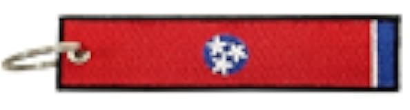 Tennessee Flag Key Chain, 100% Embroidered