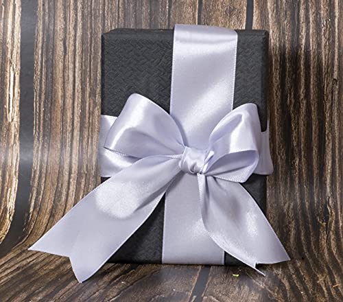 Image of ATRBB 25 Yards 1-1 /2 inch Silver Gray Satin Ribbon for Gift Wrapping | Wedding, Bows, Colorfast Polyester Fabric Thick Ribbon for Bouquets Party Decor Crafts Handmade Flower DIY