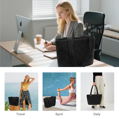 Sac Cabas Matelassé Femme avec Compartiment Ordinateur Idéal Travail