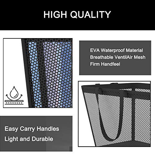 Npet Laundry Hamper Basket(Multi-Style), Protable Plastic Clothes Bag With Eva Waterproof & Breathable Mesh Material, Storage Bins For Laundry, Bathroom, Bedroom And Dormitory(Square, Black) #TOP3