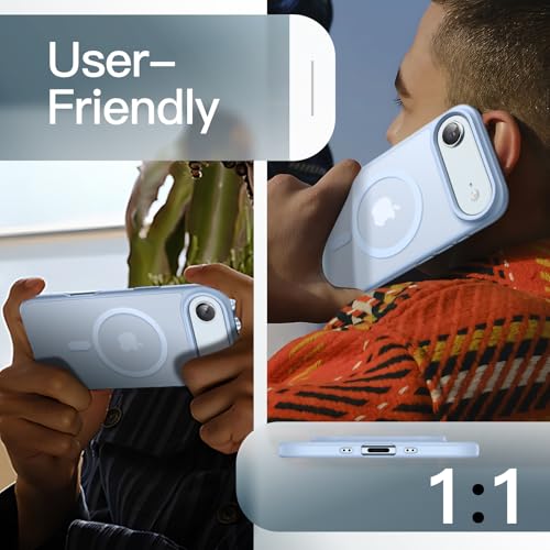 Image of JETech Magnetic Case for iPhone Air Compatible with MagSafe, Translucent Matte Back Slim Minimalist Shockproof Phone Cover, 6.5-Inch Display (Sky Blue)