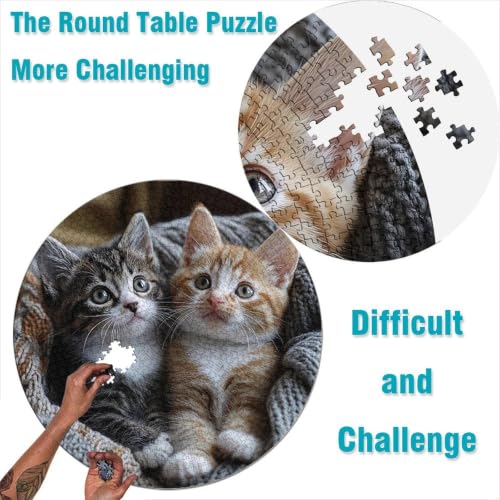 Puzzle de 1000 piezas de alta dificultad con diseño redondo de gatos 2