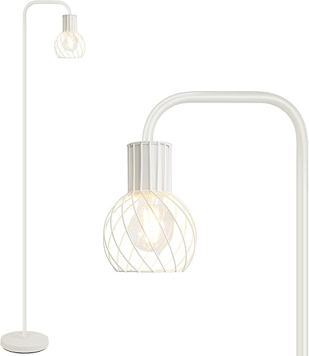 Miniatura 11 de Lámpara de pie de latón dorado para sala de estar - Diseño industrial moderno con bombilla LED de 6W, interruptor de pie, soporte alto de metal,