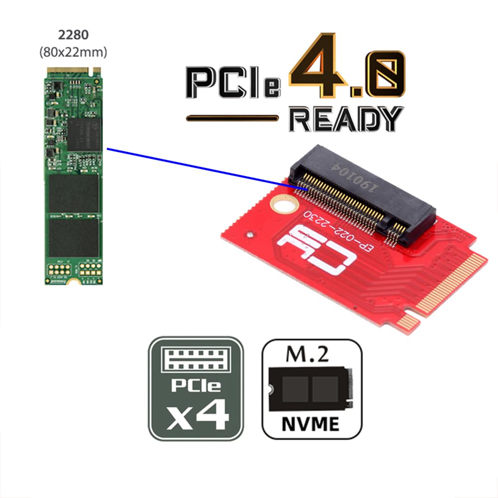NFHK Adattatore Angolato NVME M-Key 22x30mm A 22x80mm Per ROG Ally – Estensione SSD PCIe 4.0 X4 Per Installare SSD 2280, Fino A 8TB - 3