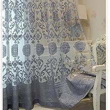Amidoudou 1 Pair Luxury European Sheer Curtains Hollow Embroidered Tulle Curtains for Bedroom Living Room Gray,54x96 Inch