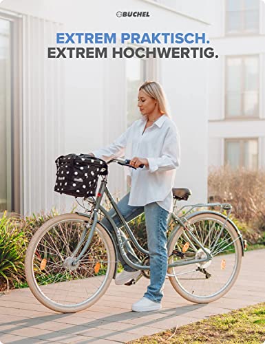 BÜCHEL Fahrradkorb | Einkaufs-Tasche I Faltbar I Korb für vorne mit Express-Halterung für schnelles An- und Abnehmen. I Fahrradtasche, Fahrrad Zubehör