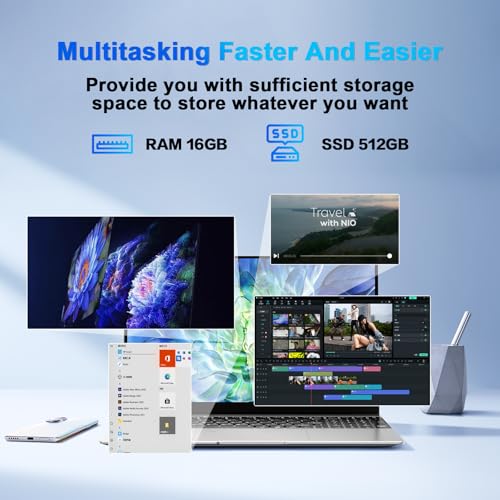 Image of 15.6-inch laptop computer, 16GB RAM, 512 GB SSD, 1080p IPS FHD Display, Backlit Keyboard, Webcam, Mini-HDMI, WiFi 5, Bluetooth, USB, Silver