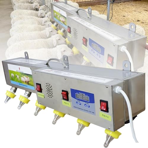 PioMue Comedero automático de Acero Inoxidable para lechones con Temperatura Constante, 6 comederos automáticos con tetina y simulación de Sonido, Ideal para Granjas y ranchos.