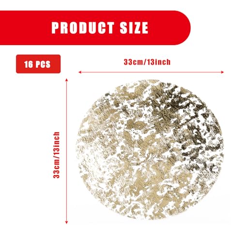 16PCS Disposable Gold Foil Placemats Round Metallic Mesh Table Mats for Dinner Parties, Banquets, and Events - Image 3