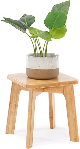 PELYN Taburetes de madera de bambú para adultos, taburete antideslizante para niños, capacidad de 300 libras, ideal para cocina, baño, dormitorio